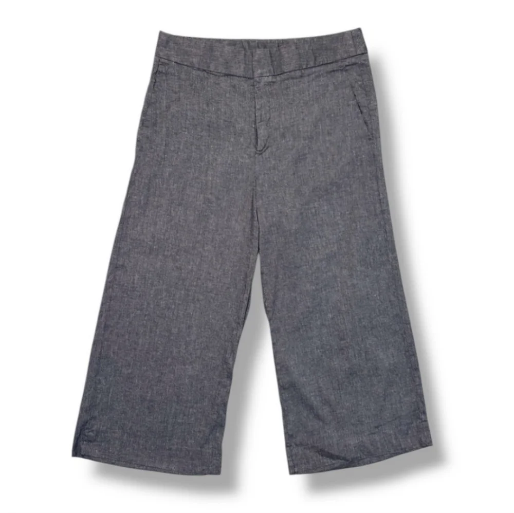 BANANA REPUBLIC Linen Blend Flat Front High Waist Wide Leg Cropped Trousers